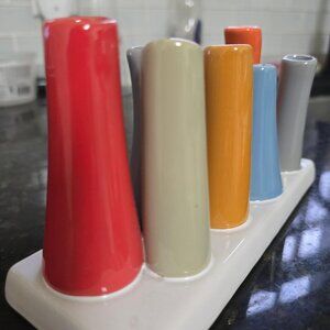 Chive Pooley ceramic bud free stand vase featuring 8 colorful tubes 7.5x3x4.5